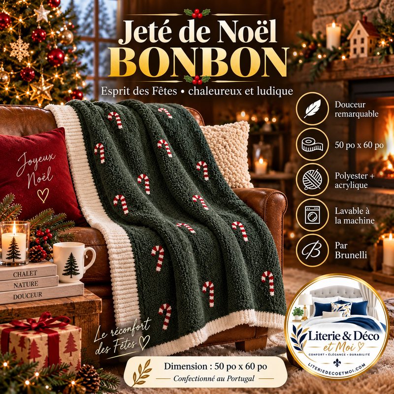Jeté vert foncé Bonbon- Par Brunelli