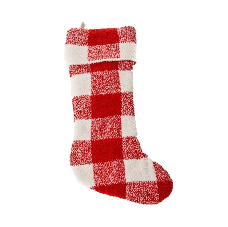 Bas de Noël à carreaux rouges et ivoires Bo- Par Brunelli  (ARRIVAGE MI-OCTOBRE)