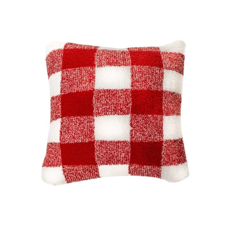 Coussin à carreaux rouges et ivoires Bo ( 18'' X 18'') - Par Brunelli (ARRIVAGE MI-OCTOBRE )