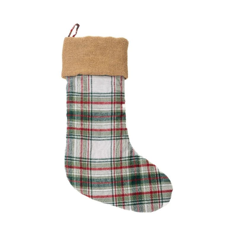 Bas de Noël à carreaux vert et rouge Woody- Par Brunelli (ARRIVAGE EN SEPTEMBRE )