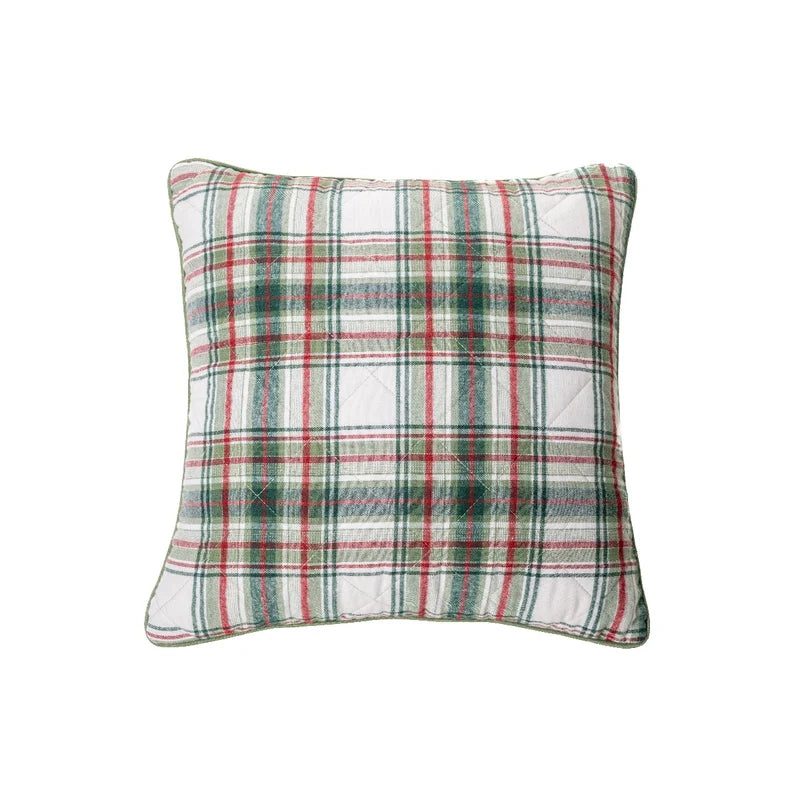 Coussin à carreaux vert et rouge Woody- Par Brunelli