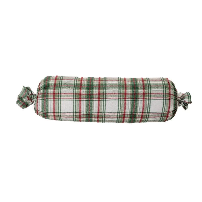 Coussin long à carreaux vert et rouge Woody- Par Brunelli