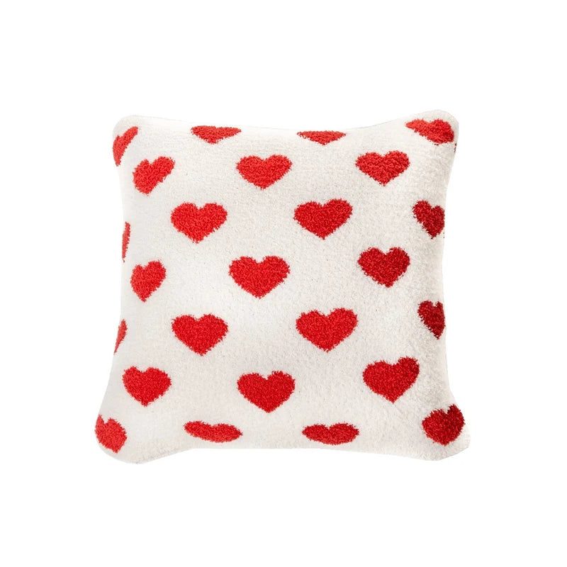 Coussin ivoire à coeurs rouges Tenderness ( 18'' X 18'')- Par Brunelli (ARRIVAGE MI-OCTOBRE )
