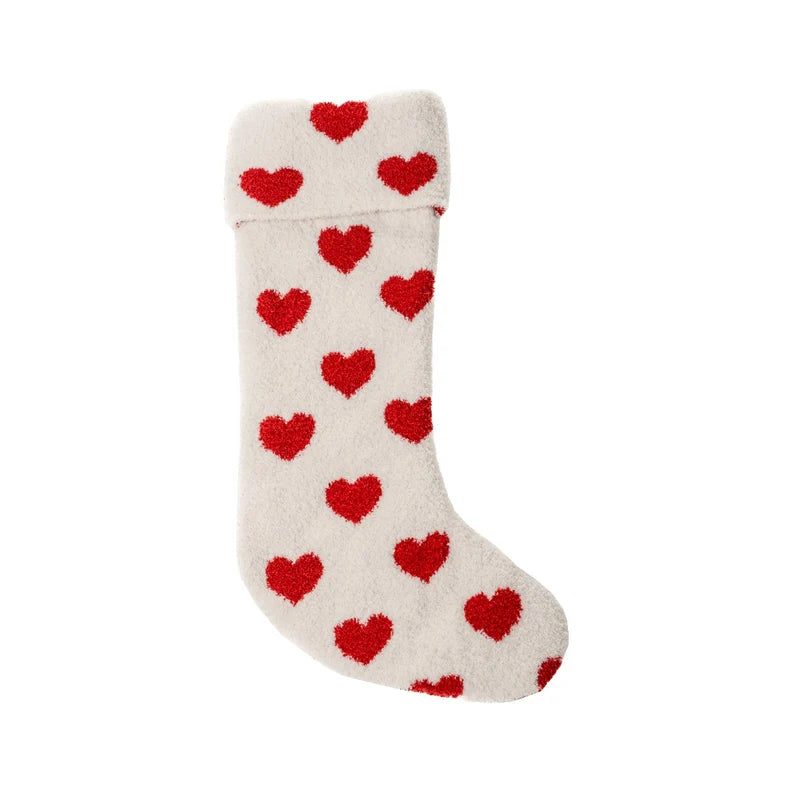 Bas de Noël ivoire à coeurs rouges Tenderness- Par Brunelli  ( ARRIVAGE MI-OCTOBRE )
