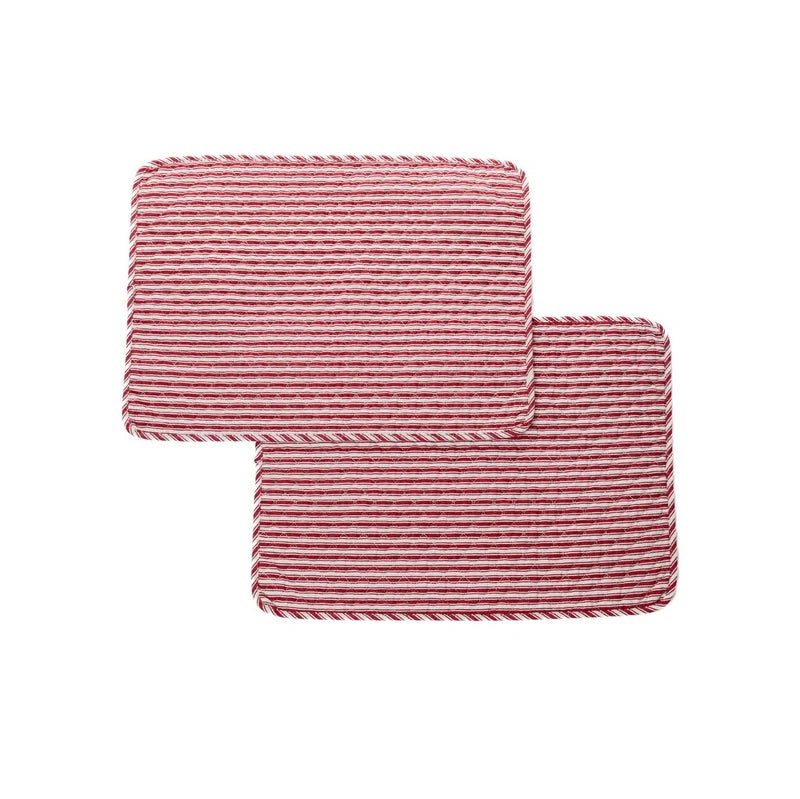 Ensemble de 4 napperons à rayures rouges et blanches Holly- Par Brunelli