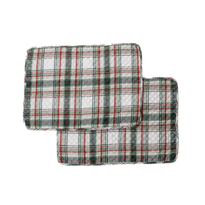 Ensemble de 4 napperons à carreaux vert et rouge Woody- Par Brunelli