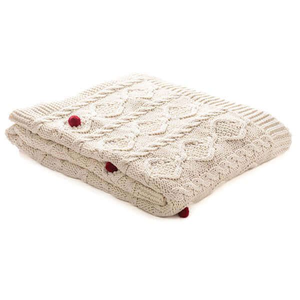 Jeté en tricot crème  BELL ( 50'' x 60'')-Par Brunelli