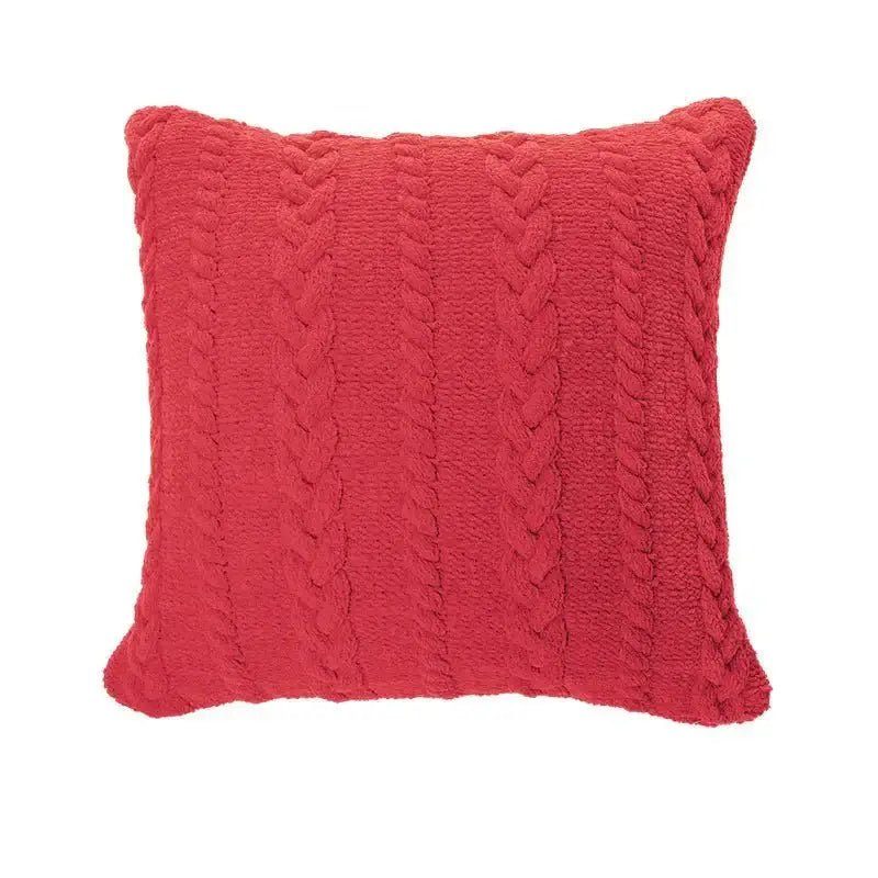 Oreiller européen en chenille rouge Rouge- Par Brunelli
