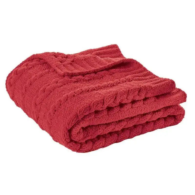 Jeté en chenille rouge Rouge- par Brunelli