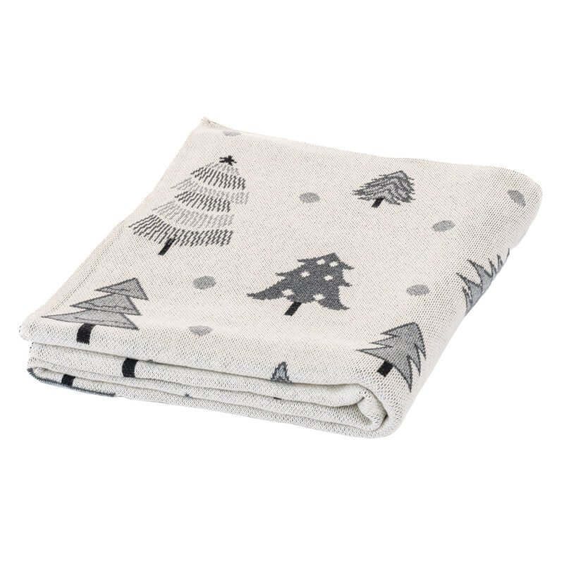 Jeté en tricot gris Noël ( 50'' x 60'')- Par Brunelli