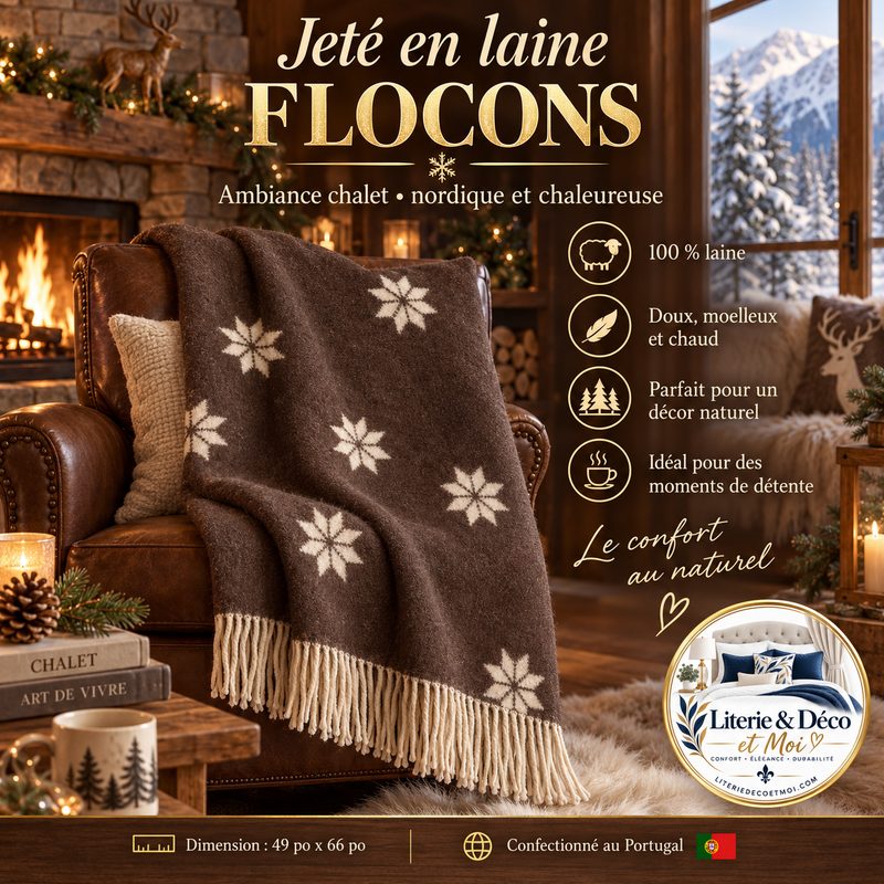 Jeté en laine Flocons (100% laine)